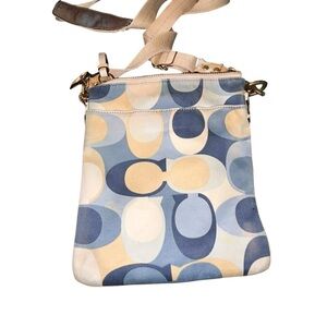 Coach Crossbody Purse No. L0767-41226 Cream Blue Tan Pattern Vintage Y2K